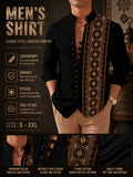 Men's Stand Collar Long Sleeve 11 Buttons Shirt Vintage Ethnic Geometric Print Slim Fit Shirt Business Casual Daily Commute Party Vacation Versatile Top|| - Mixed colors