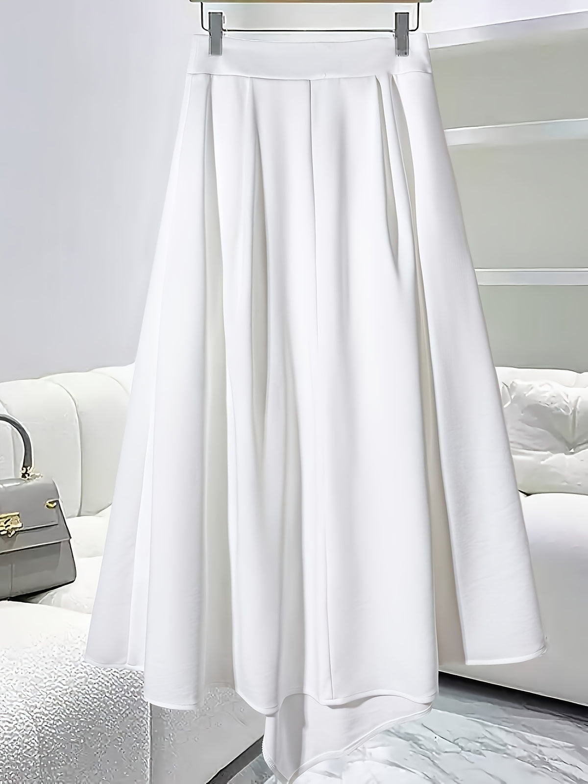 Elegant Island Vacation Style 3D Floral Decorated Skirt - White