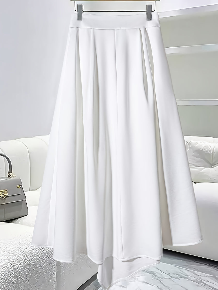 Elegant Island Vacation Style 3D Floral Decorated Skirt - White