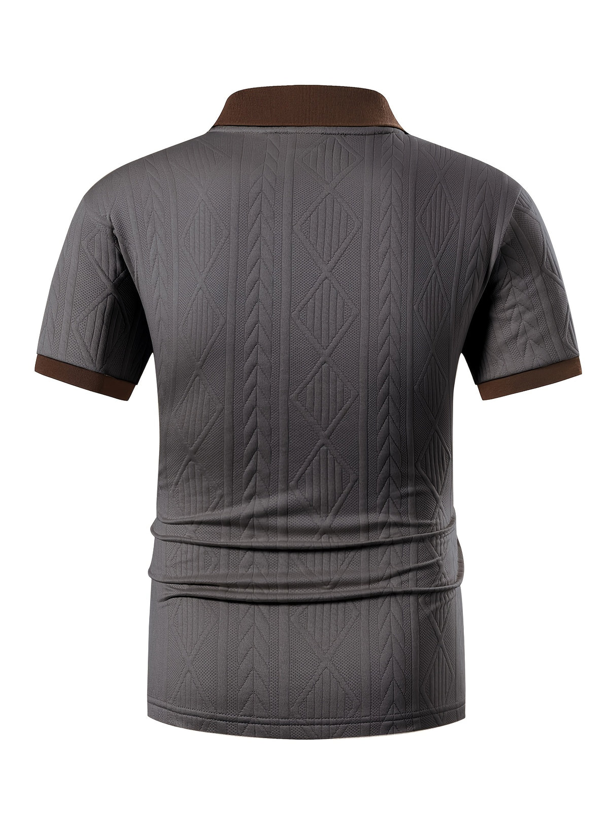 2pcs, High-Quality Men'S Short Sleeve Collared Casual Polo Shirts, 3D Foam Classical Vase Pattern, Textured Ribbed Fabric, Soft And Skin-Friendly Quick-Dry, 3D Cut, Understated And Tasteful. Suitable for Business Office, Outdoor Sports - Gray + Gray