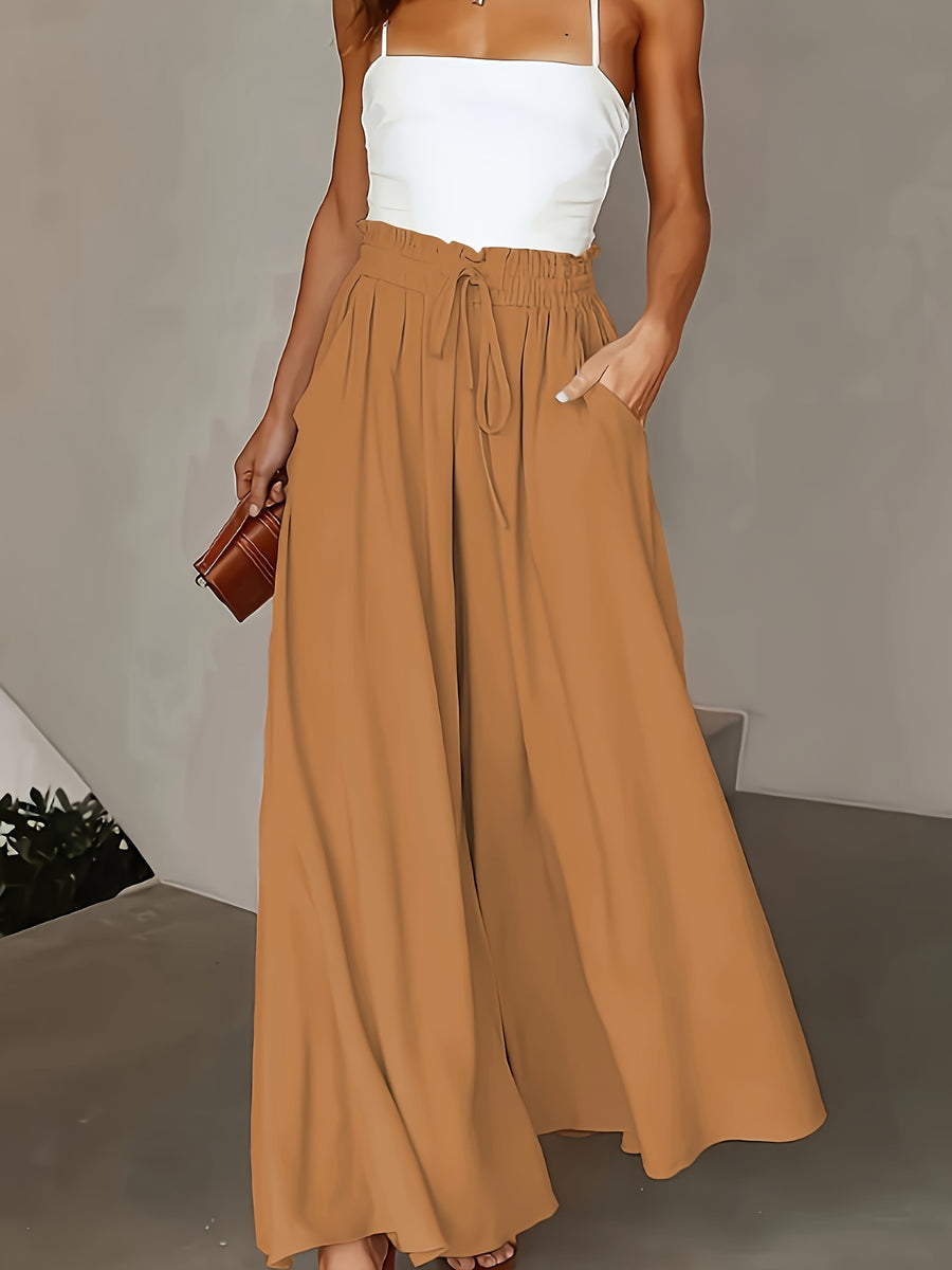 Spring/Summer New Fashion Elegant Loose High-Waist Women'S Wide-Leg Pants - Khaki