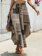 Women's Fashion New Style Skirt with Random Print and Irregular Hem Design, Suitable for Spring/Summer Daily Casual Wear and Vacations - Polychrome