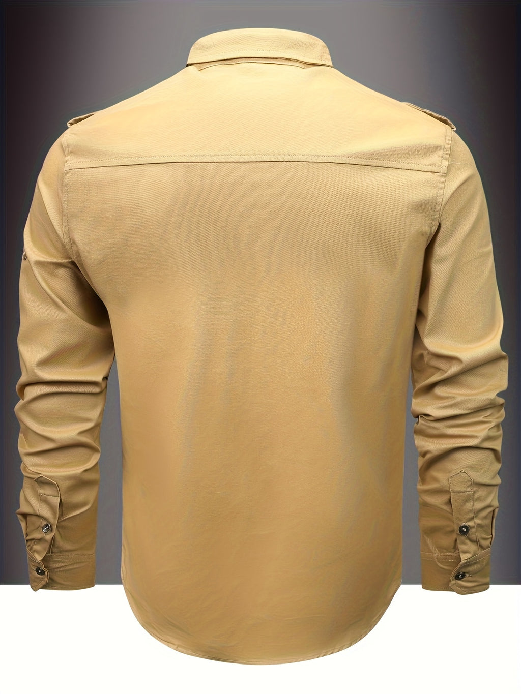 Men'S Long-Sleeved Shirt, Long-Sleeved Workwear, Casual Workwear, Twill Shirt, Top, Men'S Outdoor Plus Size Men'S Clothing, High-Density Twill Outdoor Shirt, Casual Workwear Top, Thin - Khaki
