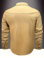 Men'S Long-Sleeved Shirt, Long-Sleeved Workwear, Casual Workwear, Twill Shirt, Top, Men'S Outdoor Plus Size Men'S Clothing, High-Density Twill Outdoor Shirt, Casual Workwear Top, Thin - Khaki