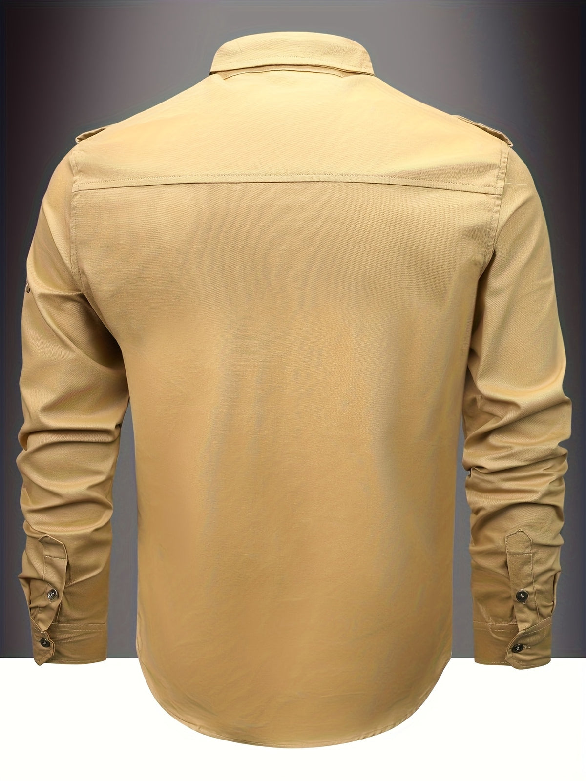 Men'S Long-Sleeved Shirt, Long-Sleeved Workwear, Casual Workwear, Twill Shirt, Top, Men'S Outdoor Plus Size Men'S Clothing, High-Density Twill Outdoor Shirt, Casual Workwear Top, Thin - Khaki