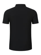 New Men's Cotton-Cotton And Linen Blend Blend Stand Collar Henley Short Sleeve T-Shirt, Half-Open Placket Button Casual Breathable Lightweight Summer Beach Top - Black