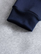 [WB Warner Official] Autumn/Winter Men's Raglan Sleeve Colorblock Hooded Zip-Up Sweatshirt, Superman Vintage Cracked Shield Logo Print, Loose Fit Contrast Stripe Sport Hoodie, Trendy Brand Fashion Casual Versatile Sporty Zip Pocket Hooded Men's - Navy Blue And Grey