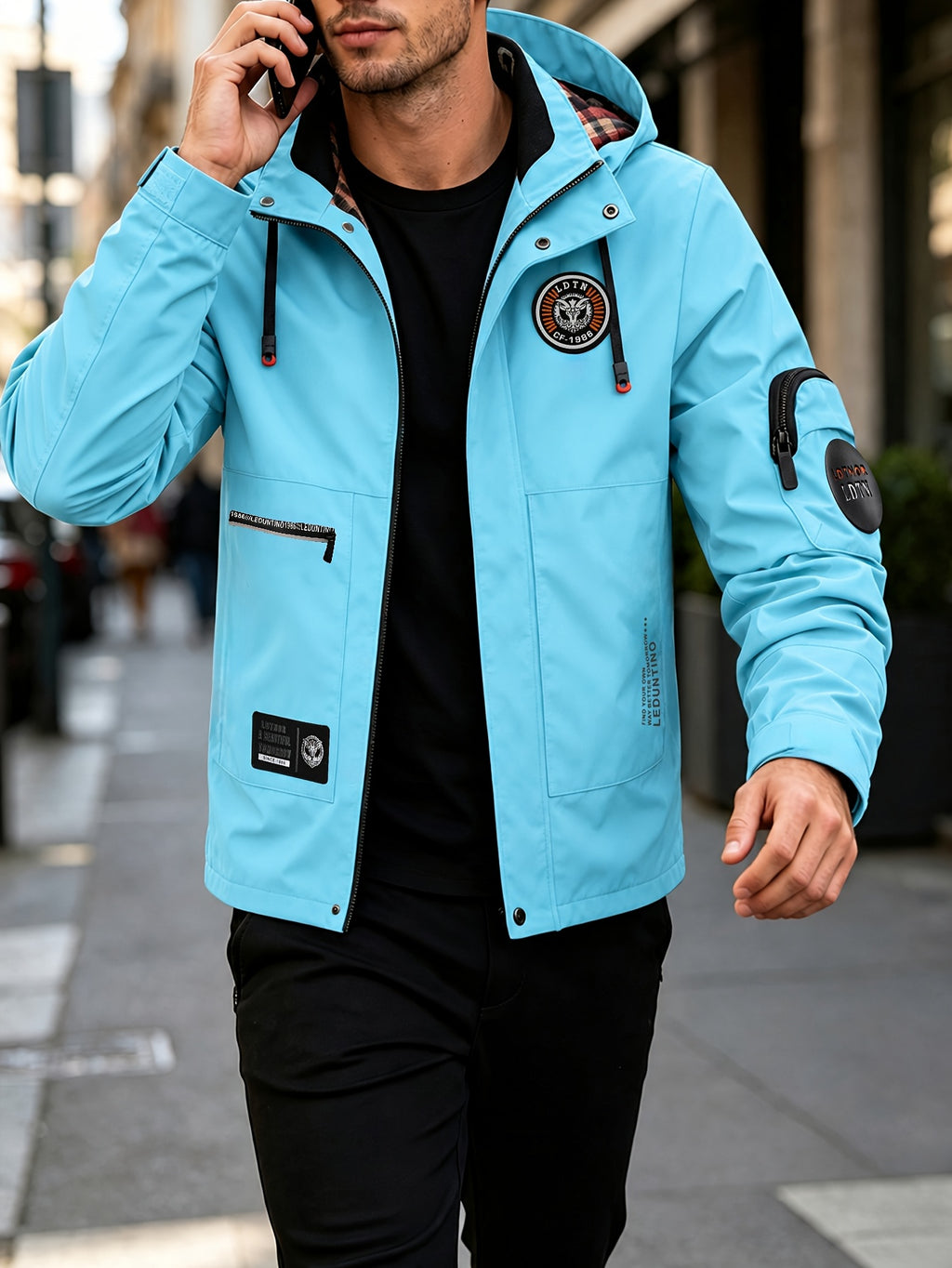 Men's Spring-Autumn New Style Fashion Zipper Jacket - Fashionable and Versatile Outdoor Daily Casual Commuting Jacket - Multi-pocket Hooded Jacket - Can Also Be Given as a Gift to Others - Light Green