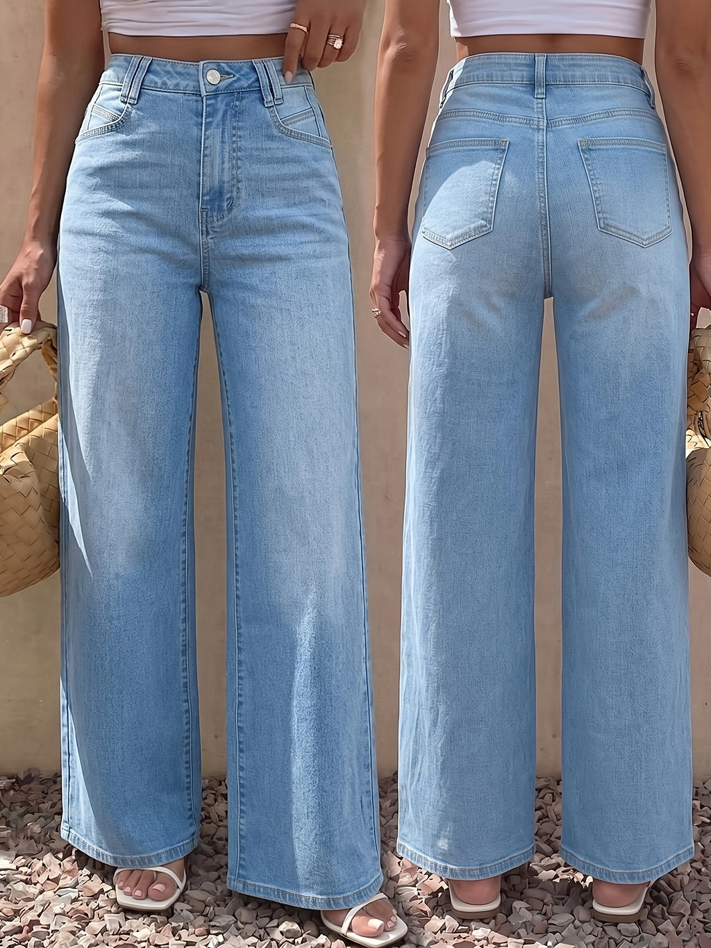High-waisted Design, Light Blue Hue, and a Relaxed Fit That's Highly Practical. These Versatile Autumn-winter Casual Pants Are Suitable for All Occasions, Designed for the 2026 Autumn-winter Collection - Medium Blue