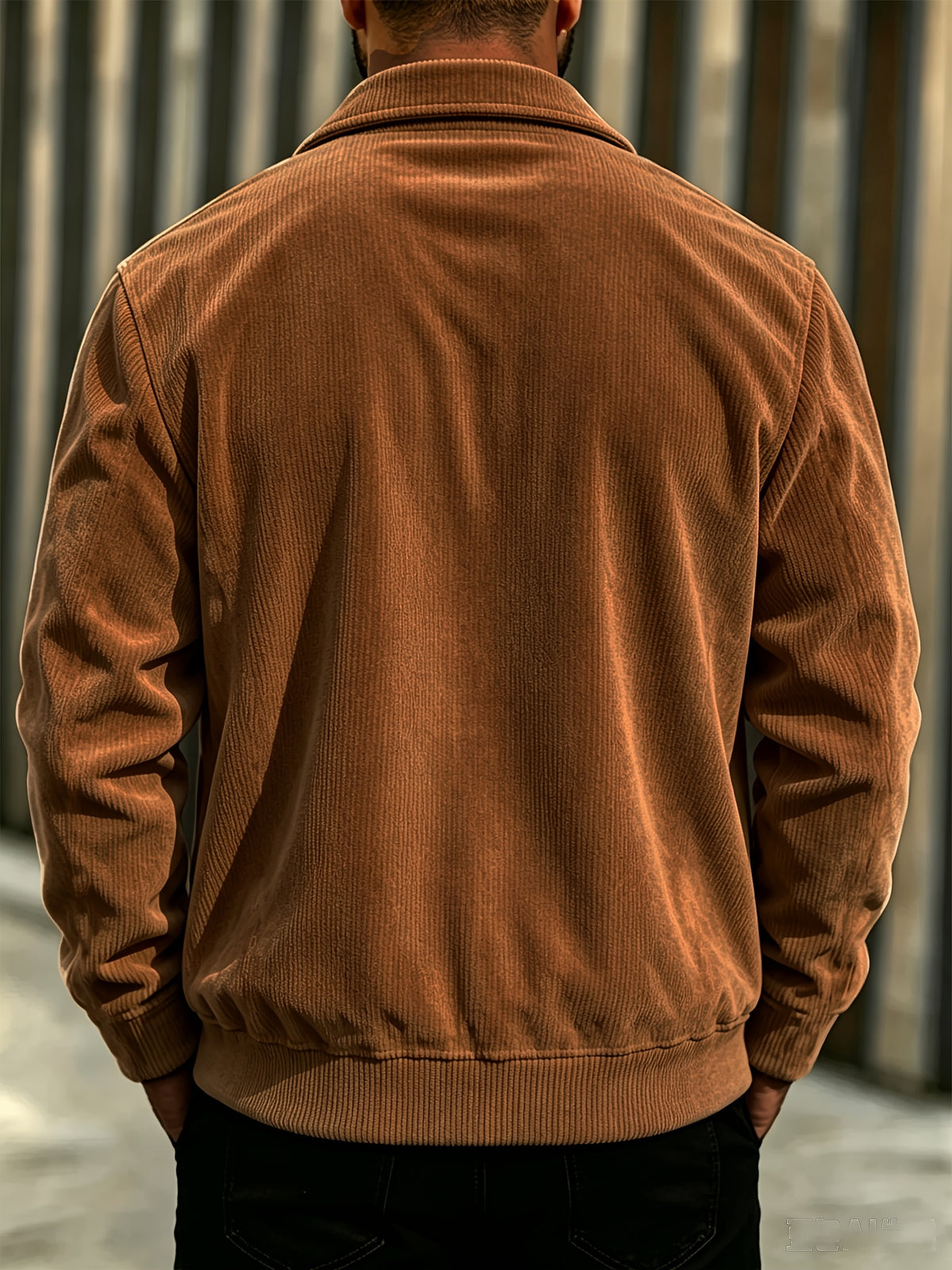 BOWZ Men's Corduroy Jacket Button-Up Cardigan Coat with Stand Collar & Drawstring Hood Suitable for Sports, Casual Commuting Jacket, Corduroy Button-Front Closure, Machine Washable Fall Outerwear, Solid Color Regular Fit Cardigan Gift - Dark Brown