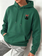 Men'S Hooded Sweatshirt Samurai Print Autumn Winter Comfortable Casual Soft Breathable Everyday All-Match - Dark Green