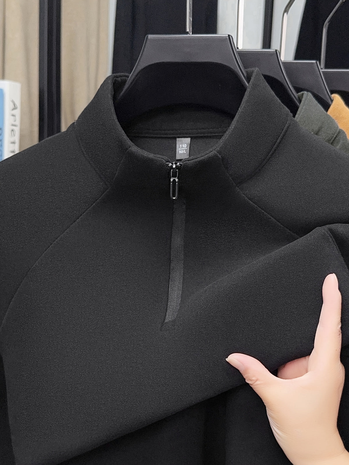 Fathers Day Gift for Men 2026 Early Spring New Half-Zipper Solid Color Men'S Sweatshirt, Easy And Atmospheric Comfortable Breathable, Daily Commute Casual - Black