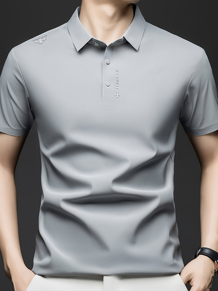 Men'S Summer Short Sleeve Polo Shirt, 3D Structured Collar, Durable And Non-Collapsing, Neckline And Shoulder Line Shaping, Moisture Wicking And Breathable, Non-Sweaty for Long Sitting - SINBOS - Light Grey