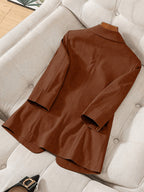 Women'S Casual Solid Single-Breasted Blazer, Spring/Summer Thin 3/4 Sleeve Lapel Coat - Brown