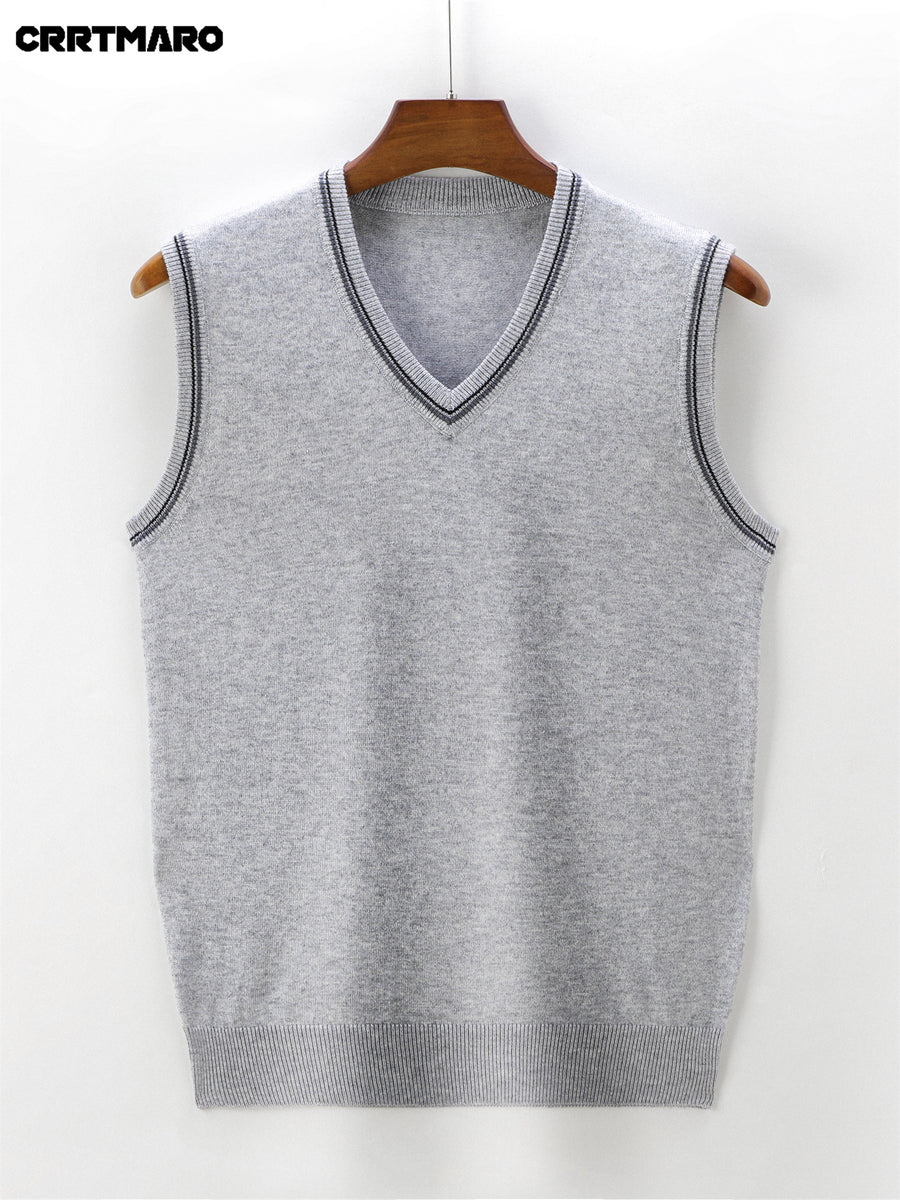 Men'S Solid Color, Business Casual Sweater Vest, Warm Casual Layering Top for Fall And Winter - Light Grey