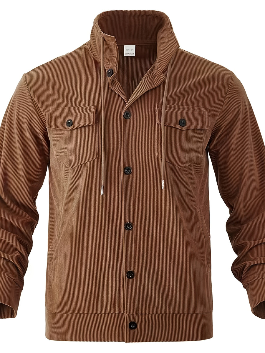Autumn/Winter New Corduroy Jacket, Casual Top for Men, Suitable for Various Occasions - Including Men, Adults, Students, Couples, Outdoor, Street Style. Men'S Casual Corduroy Jacket, Suitable for Commuting And Outdoor Activities - Dark Brown