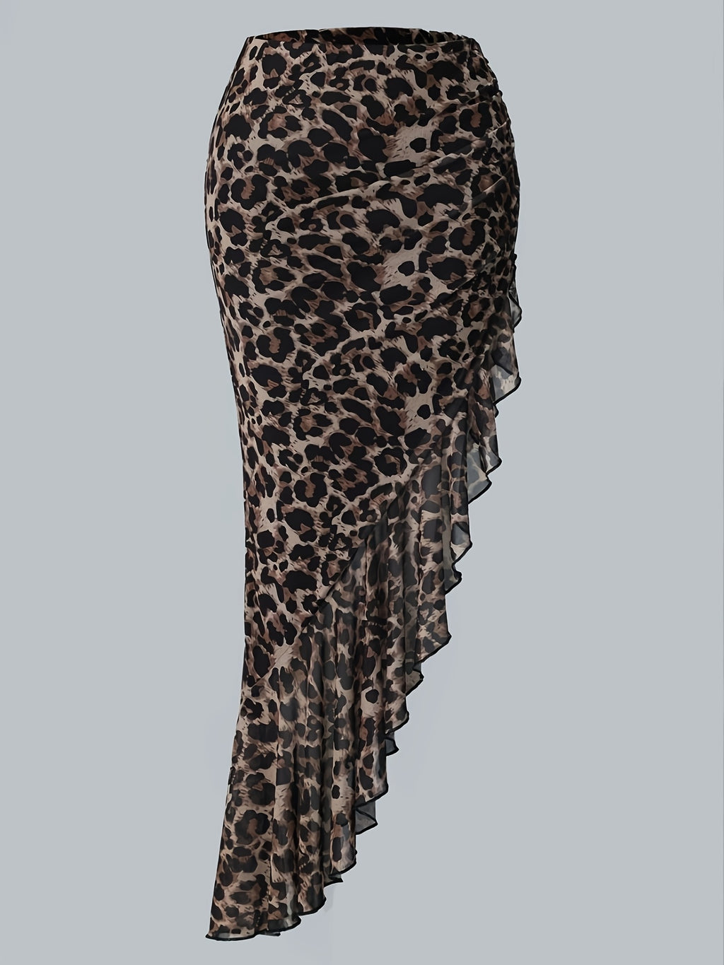 Leopard Print Solid Color Sexy Skirt - Mixed colors