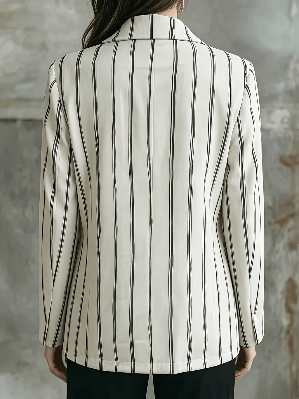 Women'S Modern Fashion Thin Pinstripe Lightweight Blazer YYTT - Milky