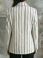 Women'S Modern Fashion Thin Pinstripe Lightweight Blazer YYTT - Milky