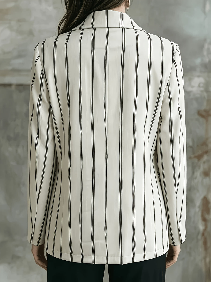 Women'S Modern Fashion Thin Pinstripe Lightweight Blazer YYTT - Milky