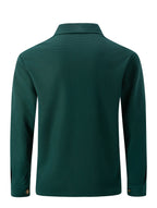 Men'S New Fall Winter Waffle Knit Shirt Jacket with Lapel, Multi-Pocket Button-Front Cargo Jacket - Dark Green