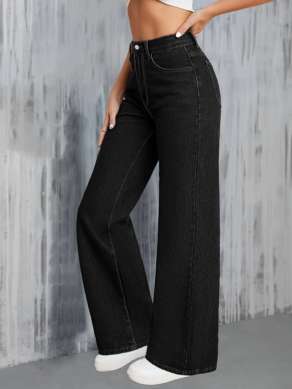 Micro-stretch Straight-leg Jeans, Casual and Fashionable with a Relaxed Fit - Graphite Color