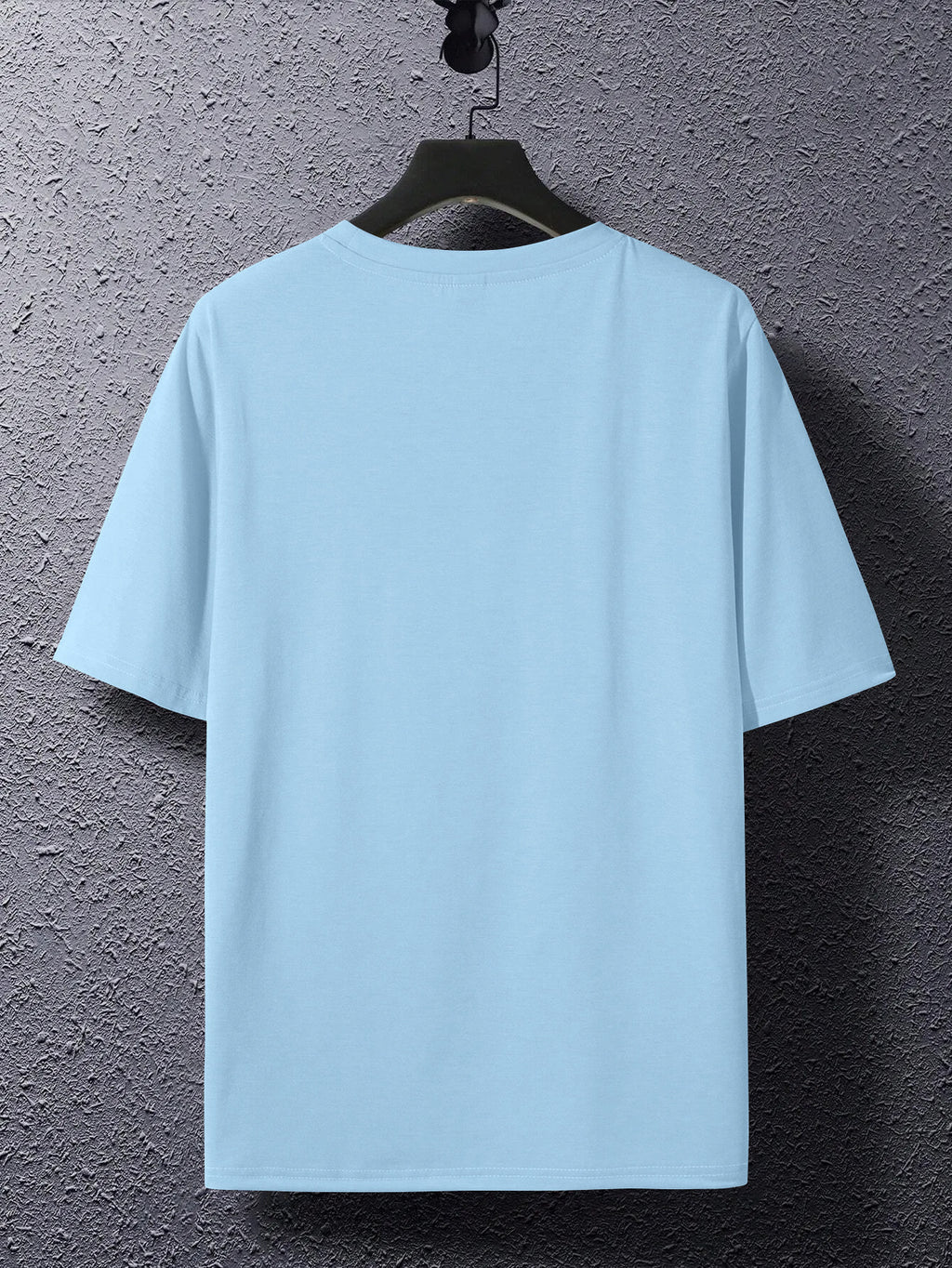 Summer New Men'S Regular Fit Short Sleeve T-Shirt with Chest Brown Small Label Text Print Easy Comfortable Casual Outing Commute All-Match Round Neck Top - Light Blue