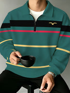 Autumn Winter New Men'S Half-Zip Sweatshirt, Casual Print, Fashionable Trendy Long-Sleeve Men'S Half-Zip Sweatshirt - Mixed colors