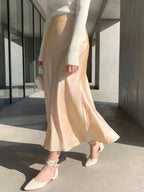 Spring/Summer Women's Slim-Fit Solid Color Satin Mermaid Skirt - Champagne