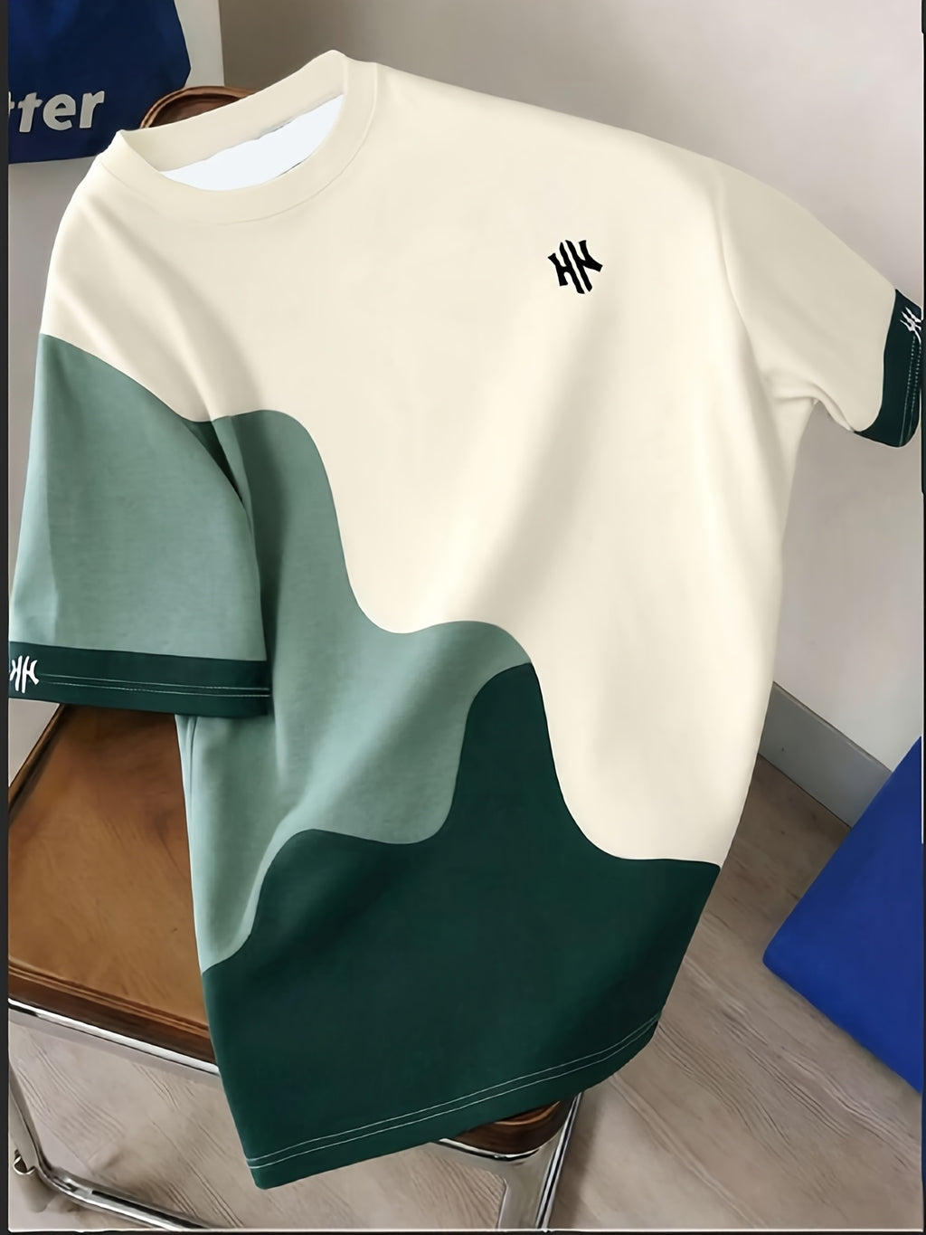 Printed Design-Not Textured] 2026 Summer New Men's Short Sleeve T-Shirt Men's Color-Block Round Neck Casual Short Sleeve T-Shirt - Mixed colors