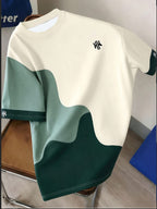 Printed Design-Not Textured] 2026 Summer New Men's Short Sleeve T-Shirt Men's Color-Block Round Neck Casual Short Sleeve T-Shirt - Mixed colors