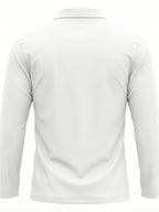 Spring/Autumn Men's Long-Sleeve T-Shirt, Men's Business Shirt, Open-Collar Lapel Color-Block Men's T-Shirt, Casual Party Wear, Suitable for Various Styling Combinations, Travel, Golf, Daily Wear, Suburban Outings, Family Trips, Parent-Teacher - White