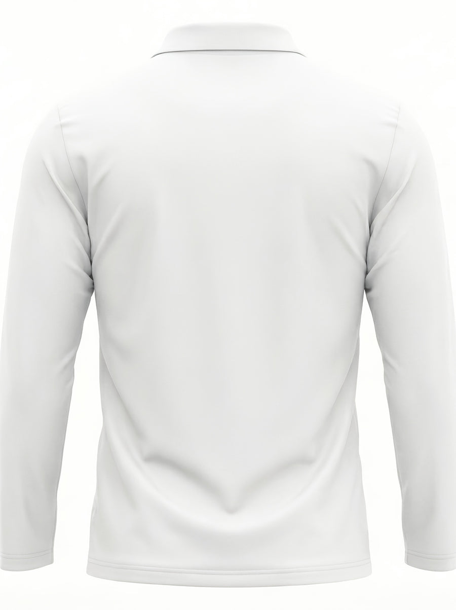 Spring/Autumn Men's Long-Sleeve T-Shirt, Men's Business Shirt, Open-Collar Lapel Color-Block Men's T-Shirt, Casual Party Wear, Suitable for Various Styling Combinations, Travel, Golf, Daily Wear, Suburban Outings, Family Trips, Parent-Teacher - White