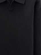 Autumn Winter Men'S V-Neck Small Revers Sweater Heavyweight Knit Fabric Dark Green Brown Black Three-Color Business Casual Pullover - Black