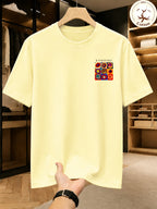 New High Quality Men's T Shirt 100% Cotton, Artistic Geometric Colorful Squares Print, Casual Daily Wear Streetwear Fashion, Short Sleeve Round Neck Top Machine Washable - Apricot