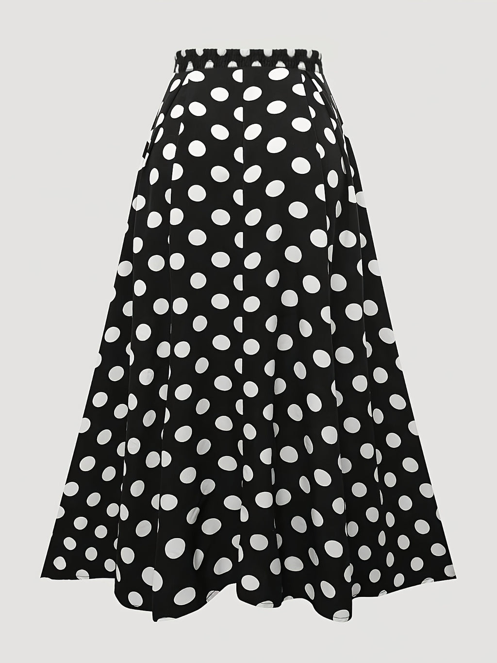 Women's New Spring/Summer Fashion Elegant Polka Dot Maxi Dress, Fluffy A-Line High-Waist Flared Skirt, Versatile for Casual, Class Reunions, Work,, Home, Attendances, and Dates - Black