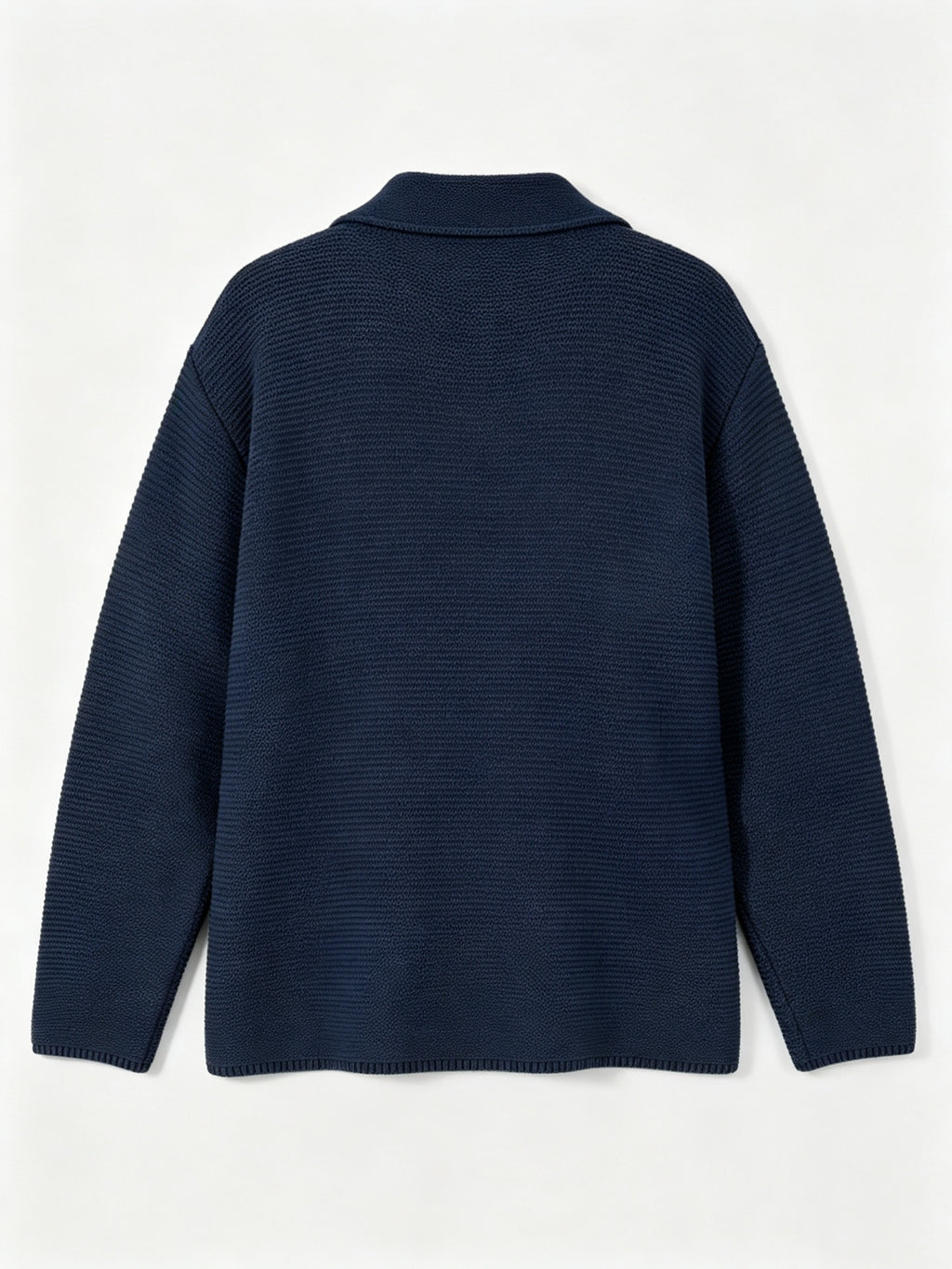 Men's New Autumn/Winter Double-Breasted Knit Jacket, Loose Fit Casual Suit-Style Top with Lapel. European/American Style Men's Notched Lapel Knit Cardigan with Double-Breasted Design, Versatile Outerwear for Spring/Autumn, Suitable for Both Commuting - Deep Blue