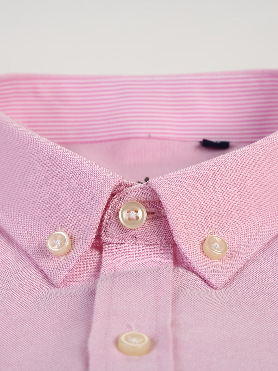 Men'S Long Sleeve 60 Oxford Dress Shirt, Casual - Pink Color