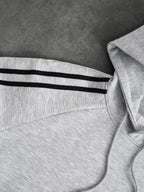 [Warner Bros. Official] Men's Raglan Sleeve Gray and Black Hooded Sweatshirt, Joker HER JOKER Sketch Portrait, Scrawled Line Sketch Print, Autumn/Winter Loose Color-Block Sport Hoodie, Streetwear Fashion Casual Versatile Sportswear for Autumn/Winter - Light Gray And Black