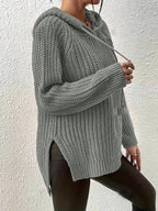Women'S Solid-Color Elegant And Fashionable Hooded Top - Graphite Color