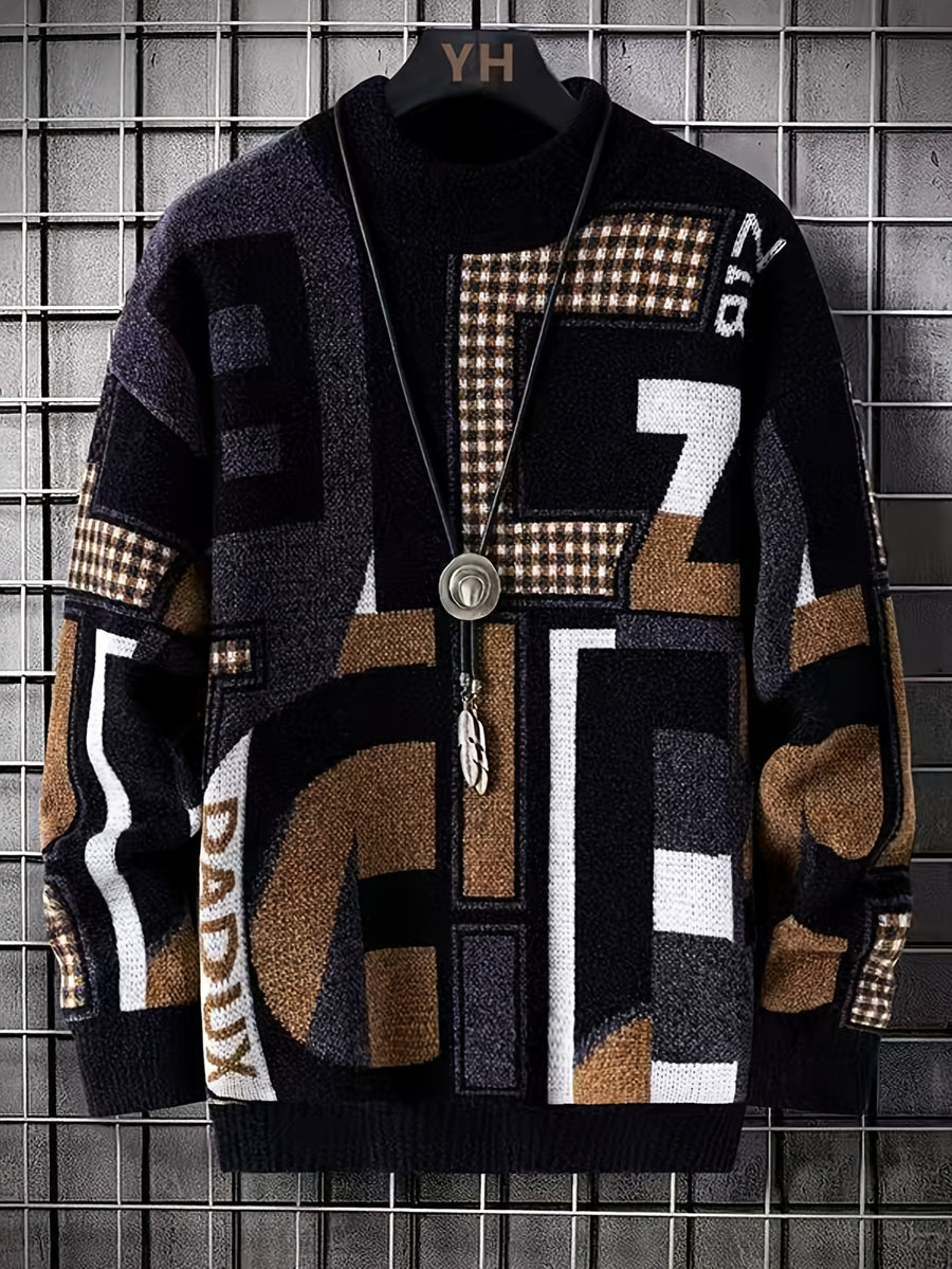 Men'S Sweater, New Thick And Warm Style for Autumn And Winter, Comfortable And Soft Pullover, Trendy Street Fashion Top for Men, Youth Sweatshirt, Knit - Black