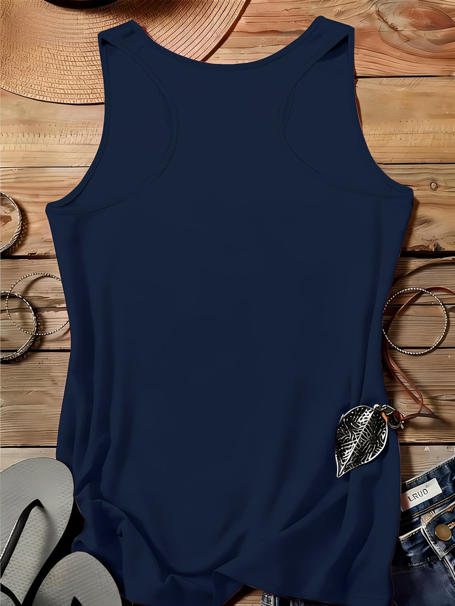A Series of Arabic Numerals, a Comfortable And Casual Tank Top with a Full Print of The Letter '26', Suitable for Travel, Leisure, And Outdoor Street Scenes - Deep Blue