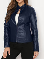 New Women's Elegant PU Jacket - Blue