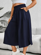 Women'S Fashion Wide Leg Pants - Navy Color