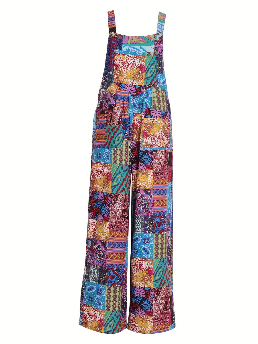 New Printed Side Pocket Overalls for Women, Perfect for Vacation - Mixed colors