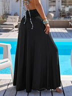 Directional Style And Women'S Elegant Bottoms Loose Olivia Mark - Wide Leg Flare Pants, Elegant Vacation All-Match Style, Elastic Waist - Black
