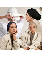 4pcs/Set Fashionable And Dignified Muslim Women'S Elegant Headscarf, Lightweight Breathable Soft Comfortable Sleeping Cap, Daily Outing Casual Prayer Headscarf Hat - Mixed colors