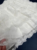 Elastic Waist with Lining Lace Stitching Lace Cake Skirt Women'S Summer High Waist Anti-Exposure A-Line Spicy Fluffy Short Skirt - White
