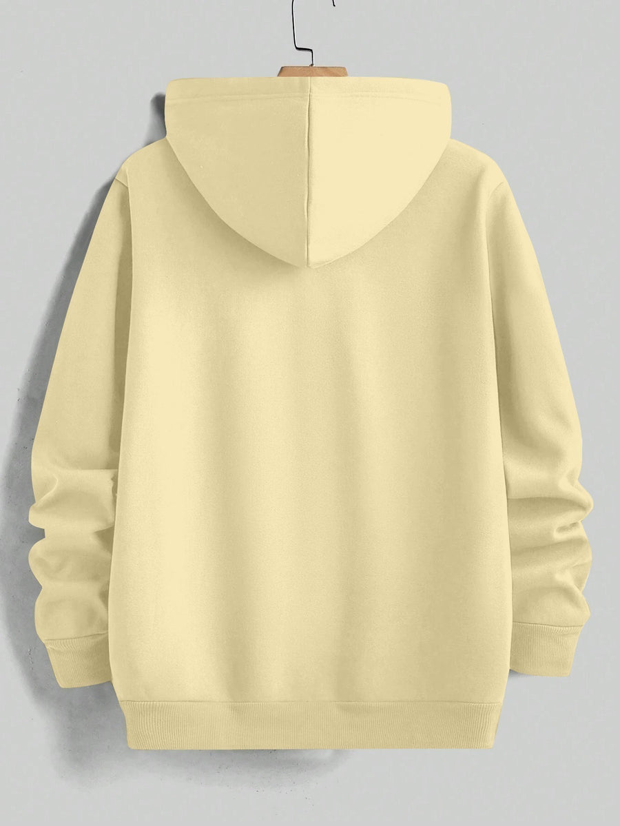 Men'S Yellow Hoodie with "And We'll Love You" Print - Cozy Fleece-Lined Pullover with Kangaroo Pocket, Casual Drawstring Hooded Sweatshirt for Spring & Fall, Comfortable Clothing | Relaxed Fit Hoodie | Fleece Lined Hoodie - Apricot
