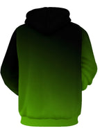 Men's Long Sleeve Pullover Hoodie, Black Green Gradient Print, Digital Print, Drawstring Hood, Ribbed Cuffs Hem, Regular Fit, Polyester, Casual, Daily Wear Weekend Leisure, Spring and Autumn - Mixed colors